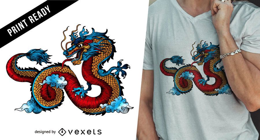 Dragão chinês t-shirt design Dragão chinês t-shirt design