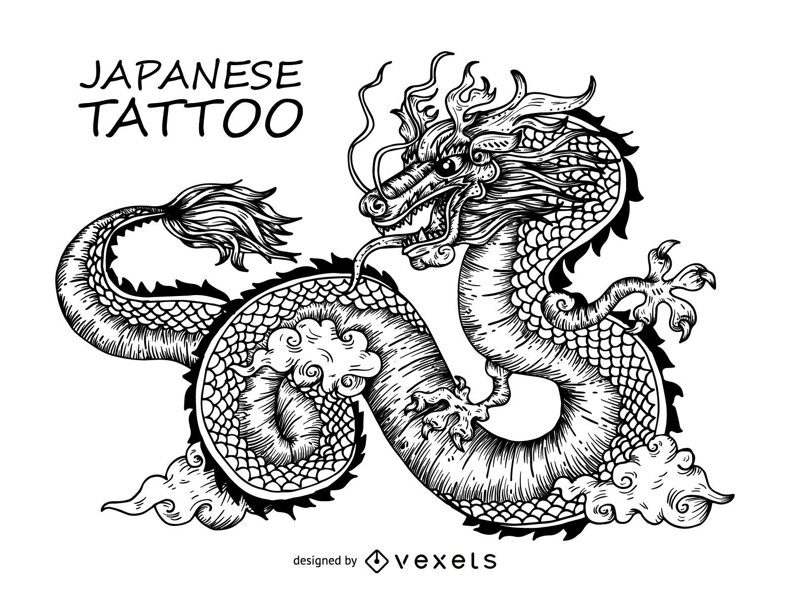 Desenho de tatuagem de drag?o japon?s