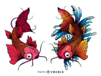 Tatuagem de peixe koi carpa japonesa Tatuagem de peixe koi carpa japonesa