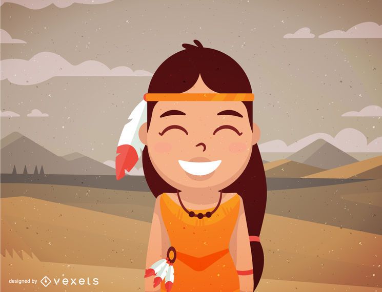 Female native american character cartoon Female native american character cartoon