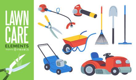 Set de herramientas de jardinería para el cuidado del césped. Set de herramientas de jardinería para el cuidado del césped.