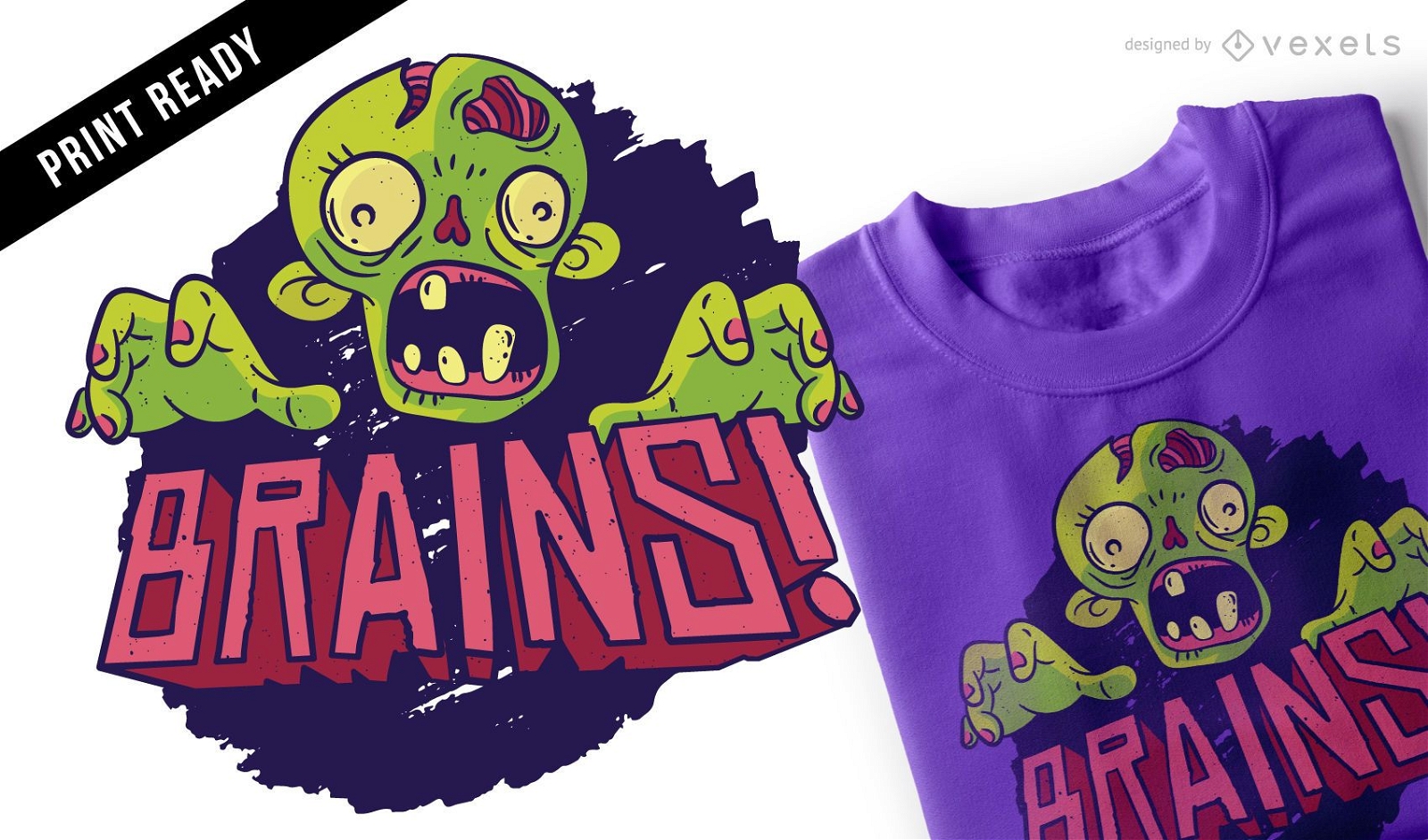 Brains zombie t-shirt design