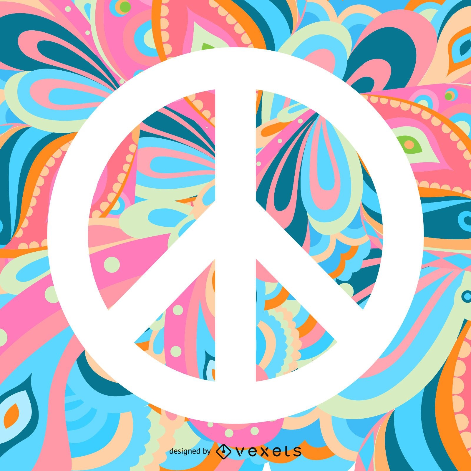 Signo de la paz sobre fondo de colores