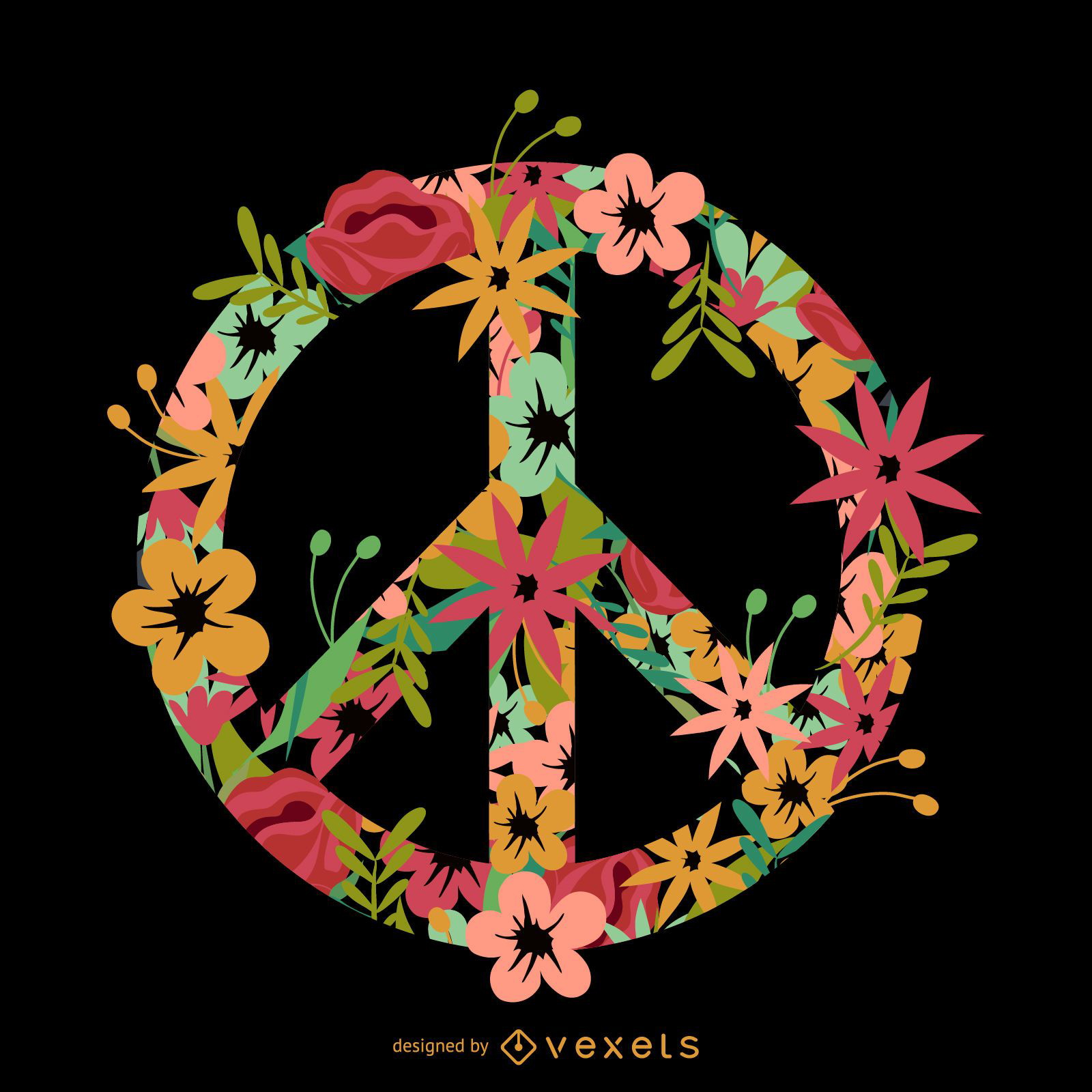 Flower embedded peace symbol