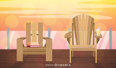 Garden chairs terrace illustration Garden chairs terrace illustration
