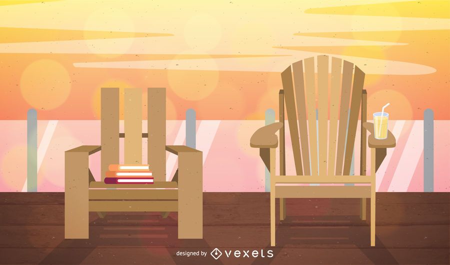 Garden chairs terrace illustration Garden chairs terrace illustration