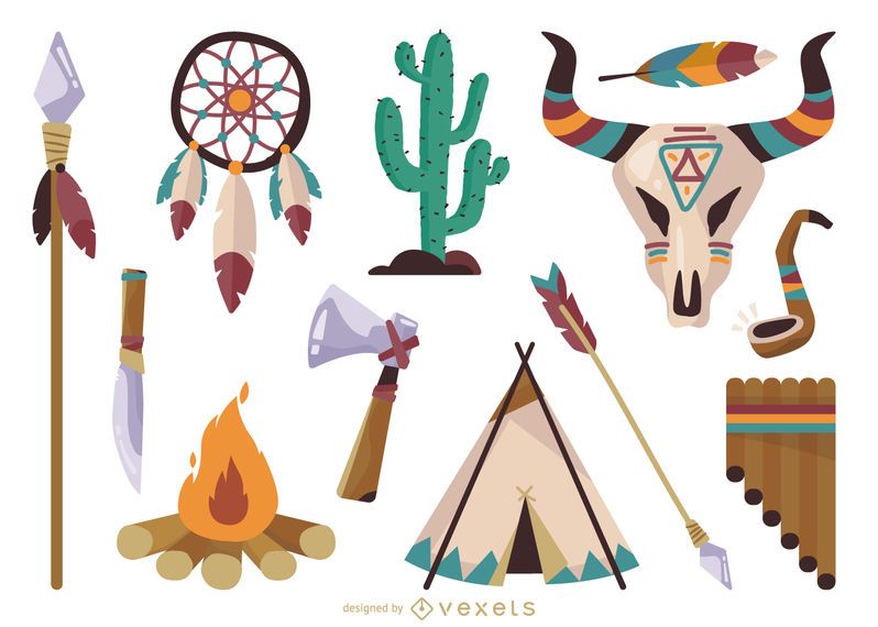 Ethnic native american elements set Ethnic native american elements set