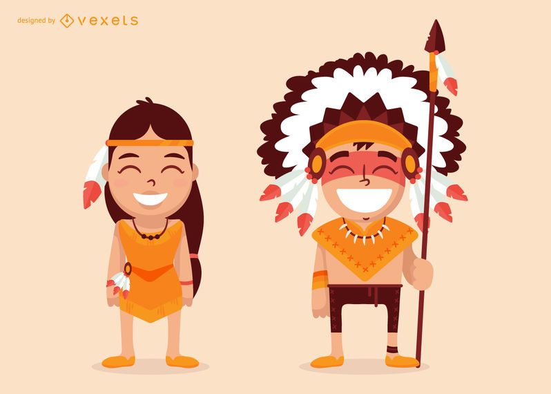 Dibujos animados de personajes nativos americanos Dibujos animados de personajes nativos americanos