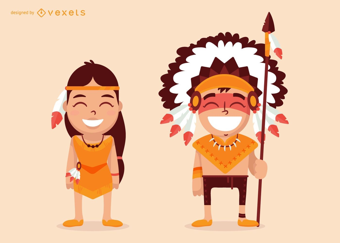 Native american characters cartoon