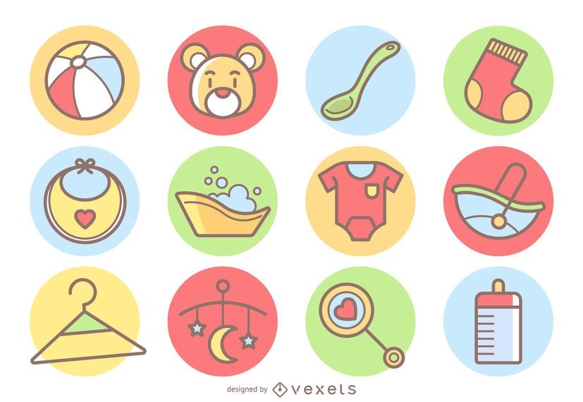 Download Cute baby icons set - Vector download