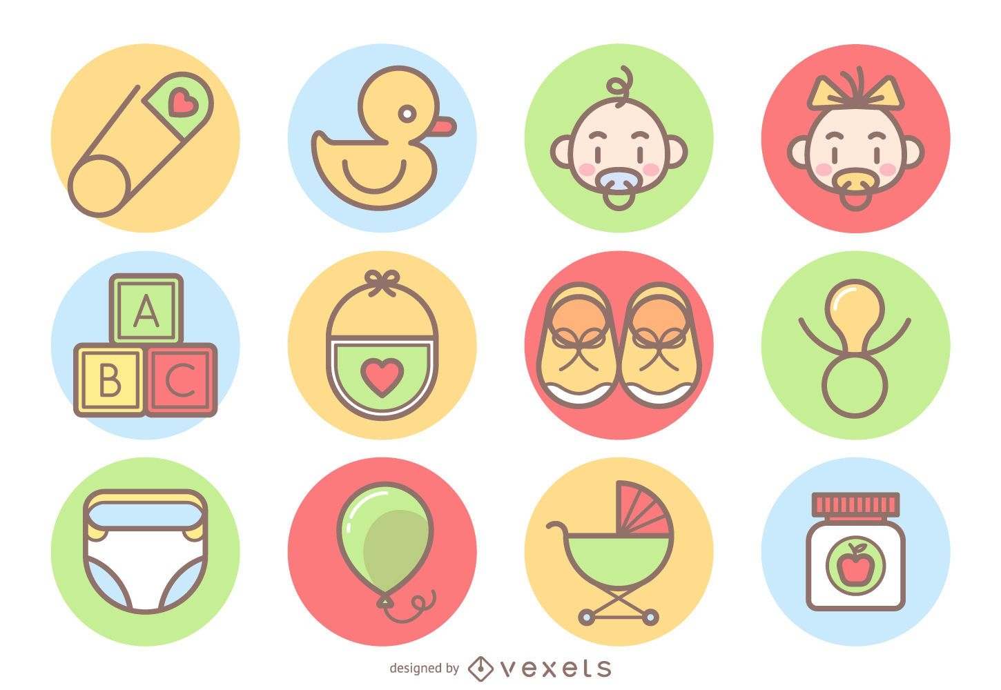 Cute baby icons collection