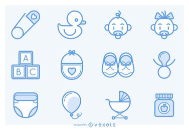 Stroke baby icons collection