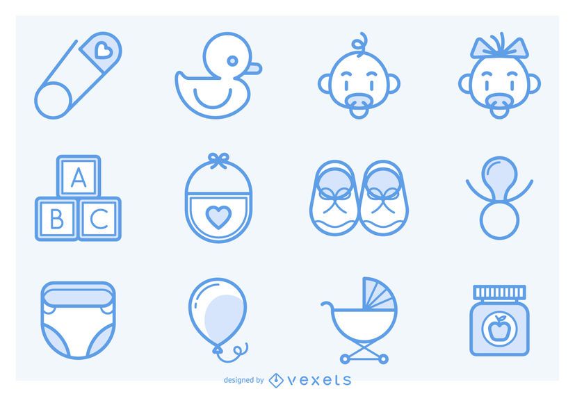 Stroke baby icons collection Stroke baby icons collection