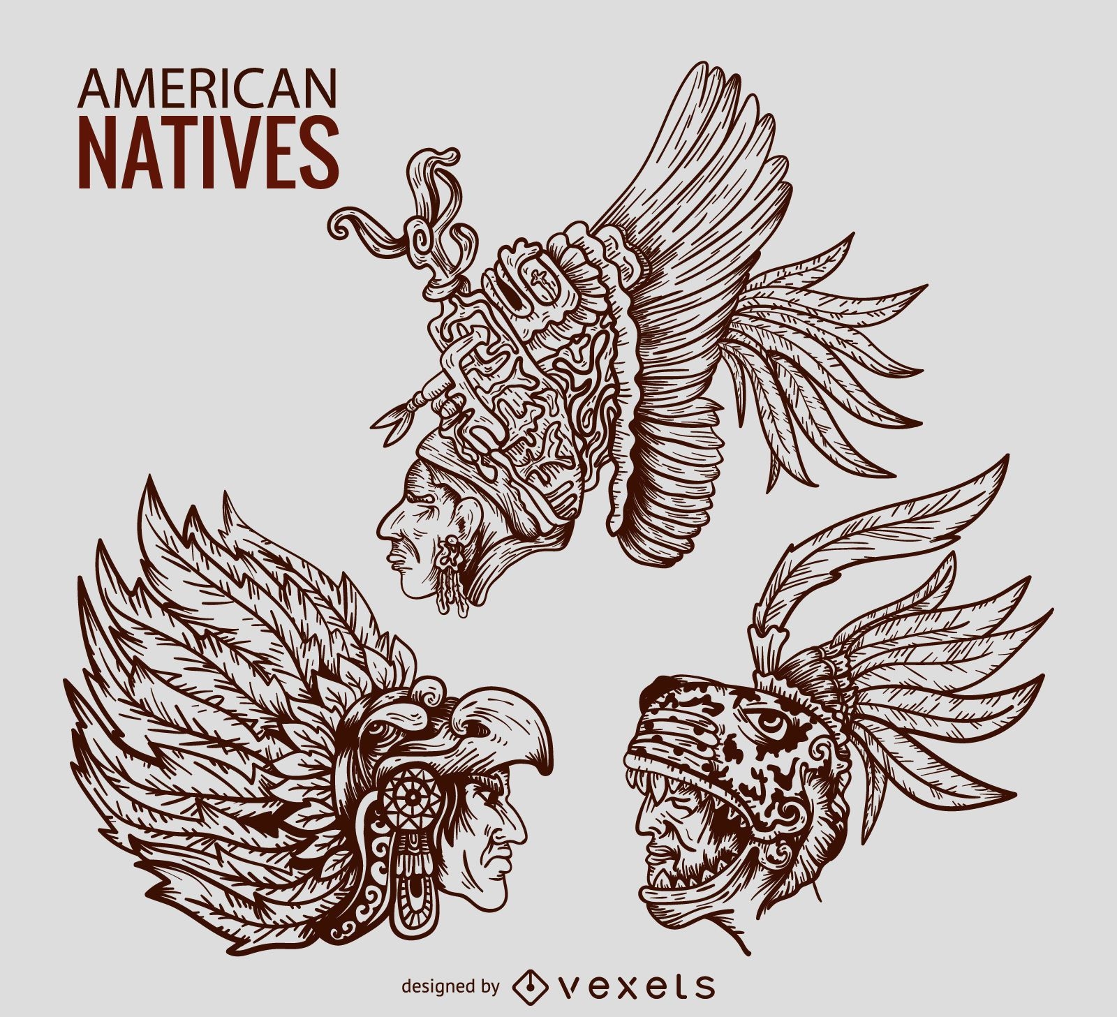 American natives chieftain illustrations
