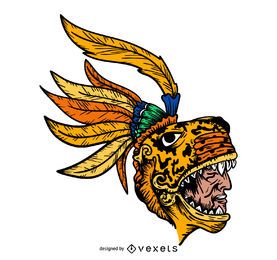 Ilustración de cabeza de cacique azteca Ilustración de cabeza de cacique azteca