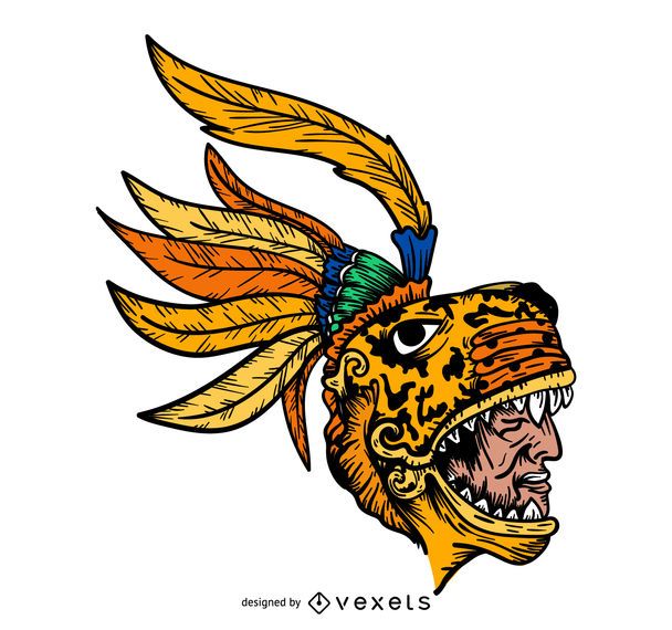 Ilustración de cabeza de cacique azteca Ilustración de cabeza de cacique azteca