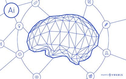Diseño de red de cerebro de inteligencia artificial.