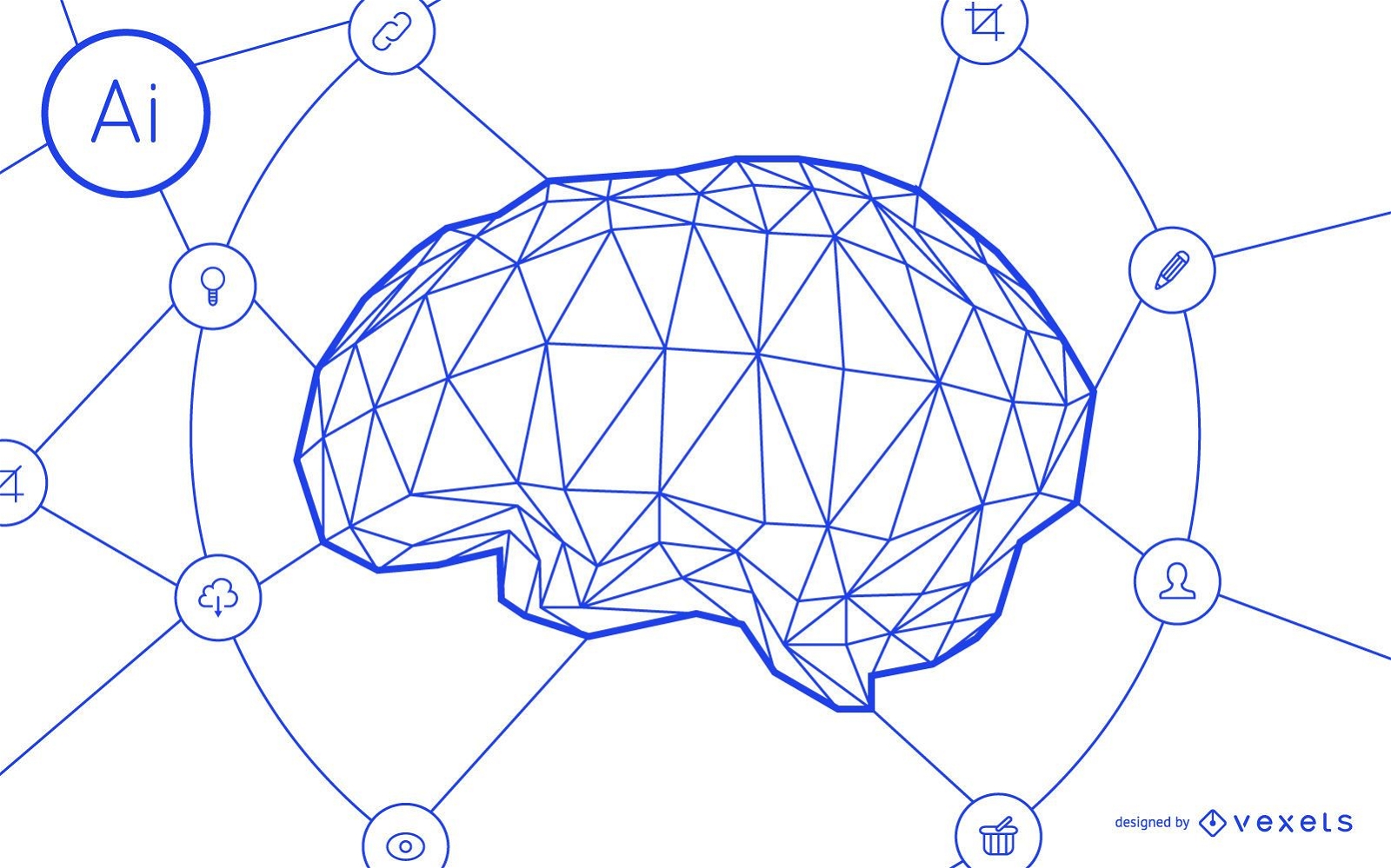 Diseño de red de cerebro de inteligencia artificial.
