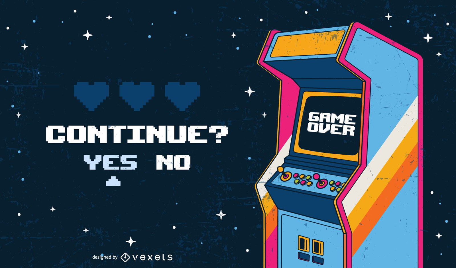 Game over arcade illustration