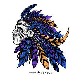 Indian colorful headdress illustration Indian colorful headdress illustration