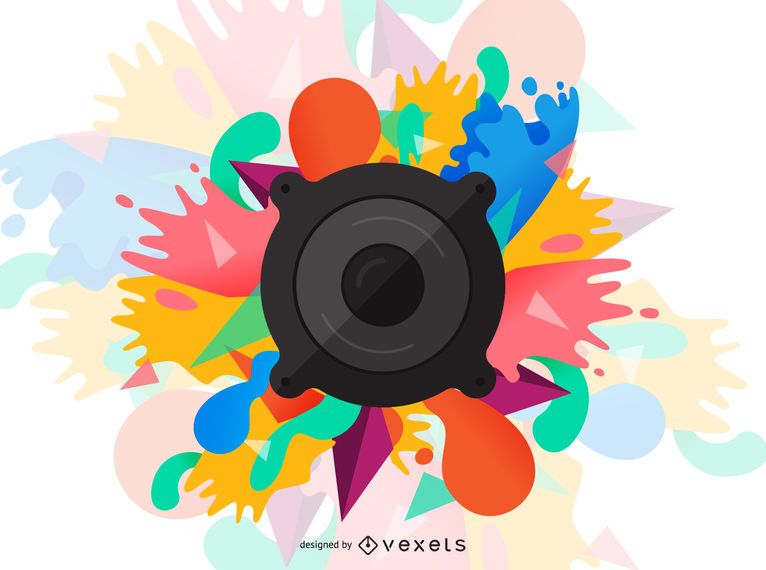 Audio speaker paint splashes illustration Audio speaker paint splashes illustration