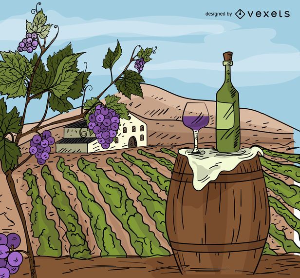 Wine chateau cartoon illustration Wine chateau cartoon illustration