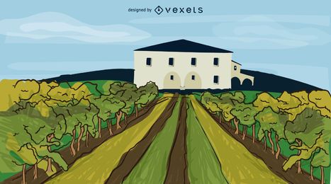 Winery cartoon illustration