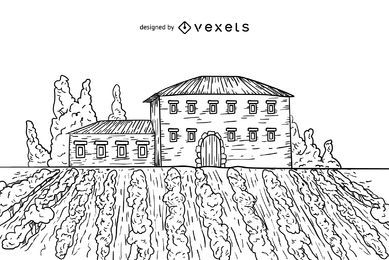 Weingut Schlaganfall Illustration
