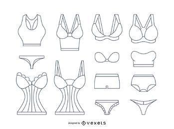 Women underwear lingerie icons