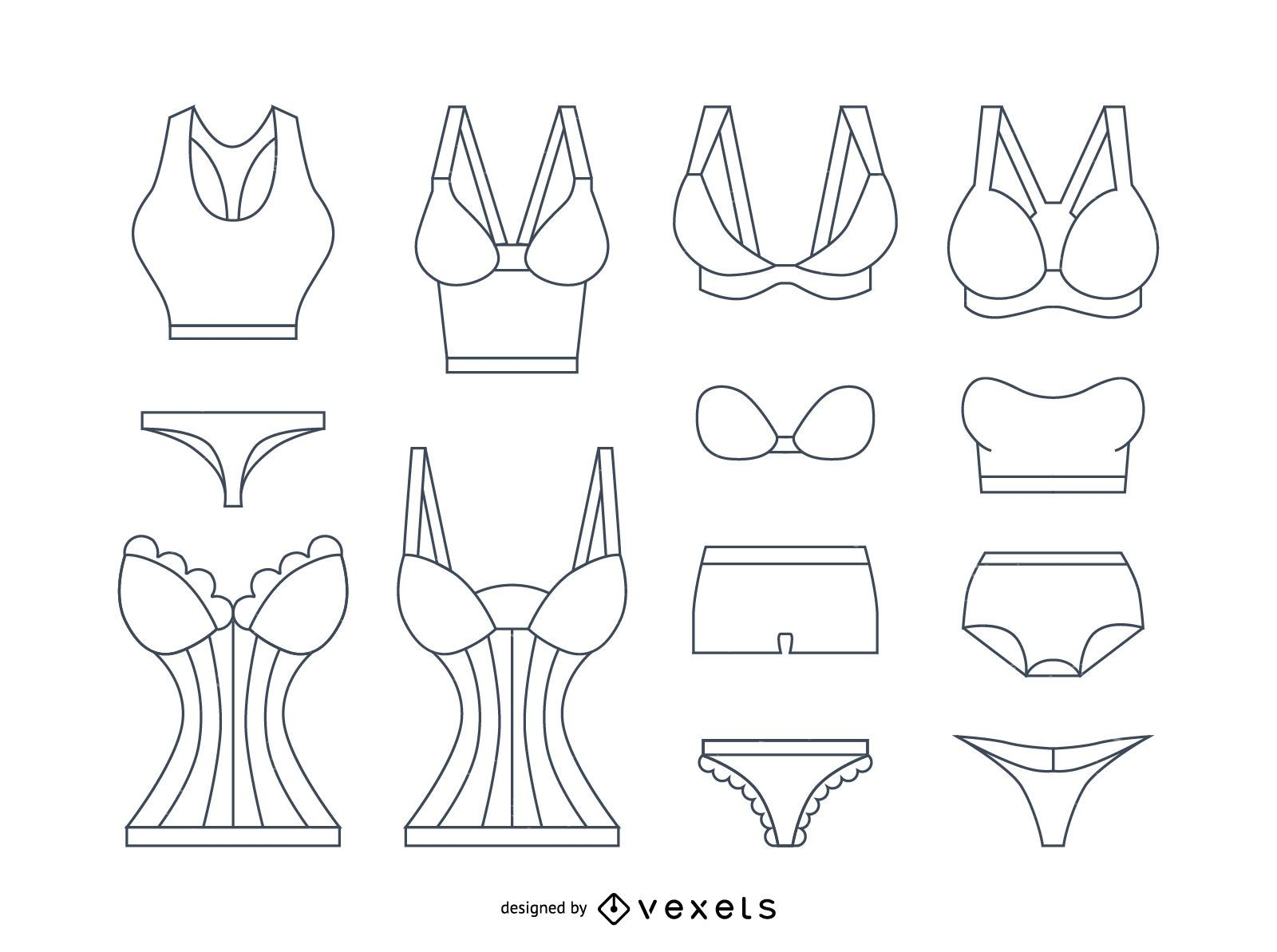 Women underwear lingerie icons