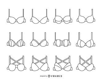 Stroke Women Bra Set Vector Download