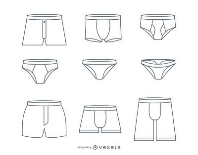 Male underwear types flat silhouettes vector icons set Stock Vector by  ©vectorikart 113328550