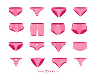 Conjunto de ilustración de ropa interior de mujer