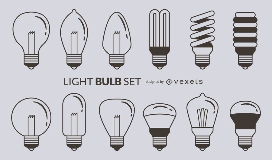 Light bulb stroke icon set Light bulb stroke icon set