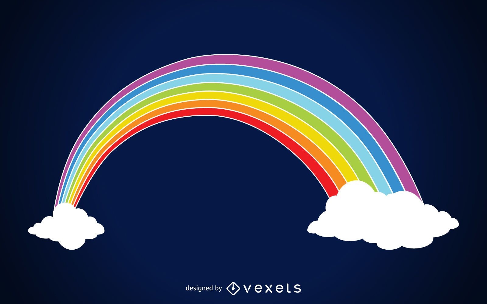 Rainbow on clouds illustration