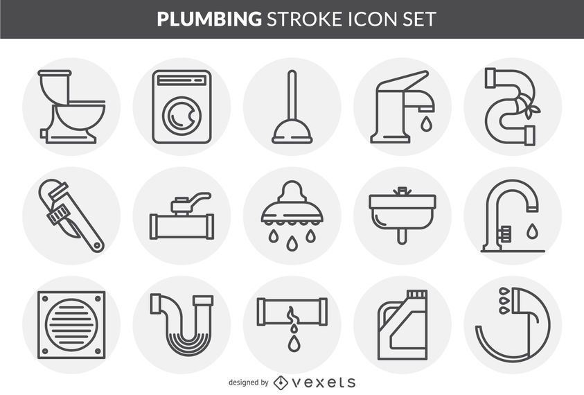 Plumbing stroke icon set Plumbing stroke icon set