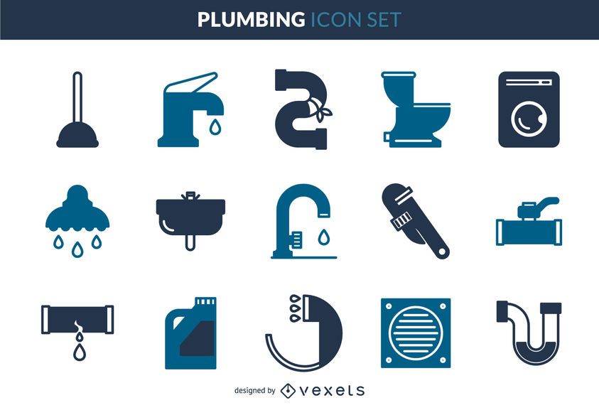 Conjunto de iconos de plomería Conjunto de iconos de plomería