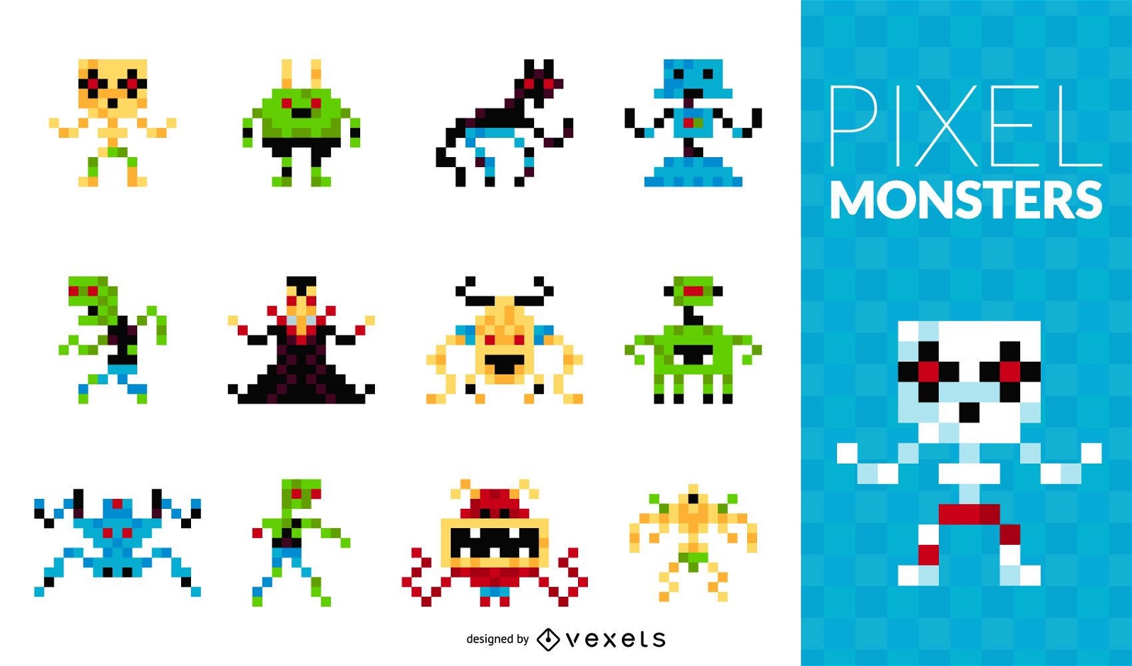 Conjunto de monstros de pixel