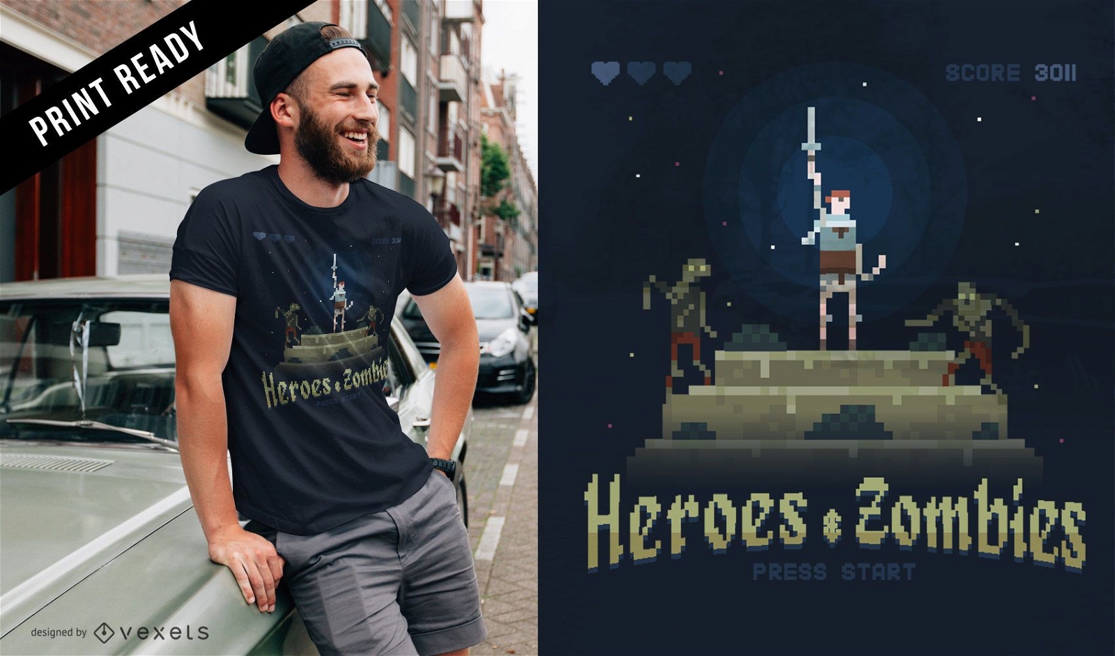 Pixel Arcade-Spiel T-Shirt Design