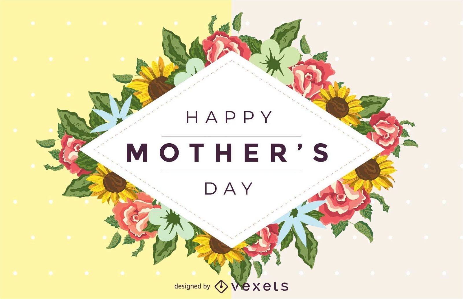 Happy Mother's Day Floral Detail vector