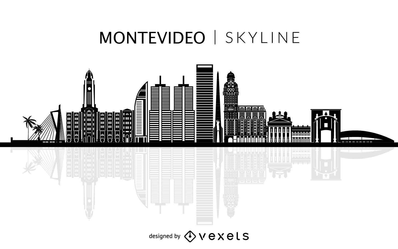 Silhueta do horizonte da cidade de Montevidéu