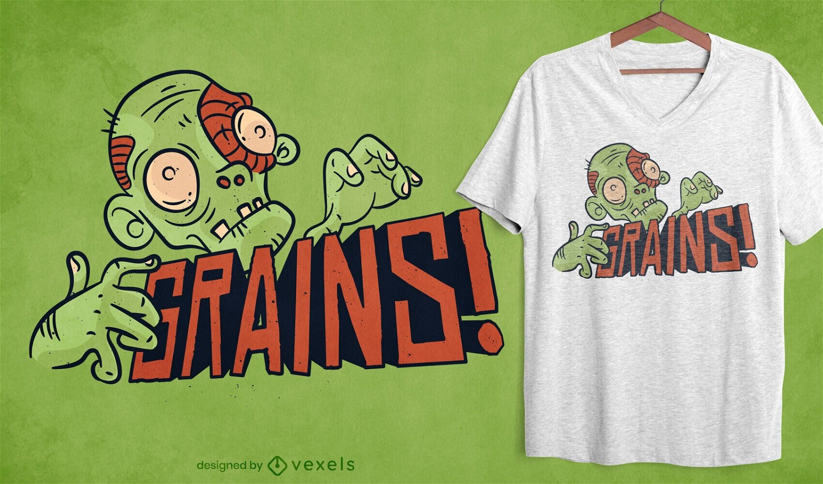Diseño de camiseta de zombie vegano de granos