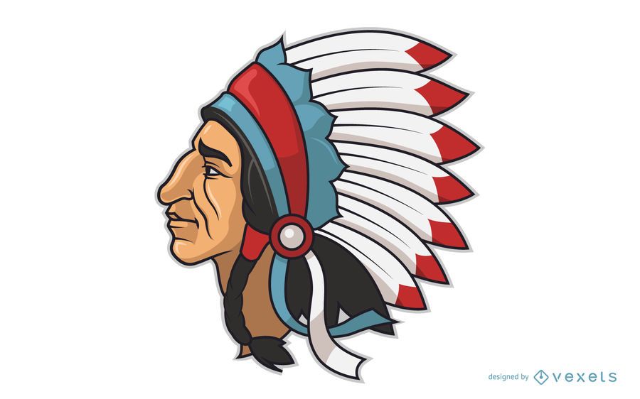 Indian chieftain head cartoon Indian chieftain head cartoon