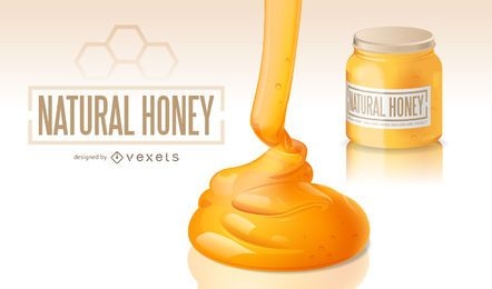 Ilustração realista de mel natural