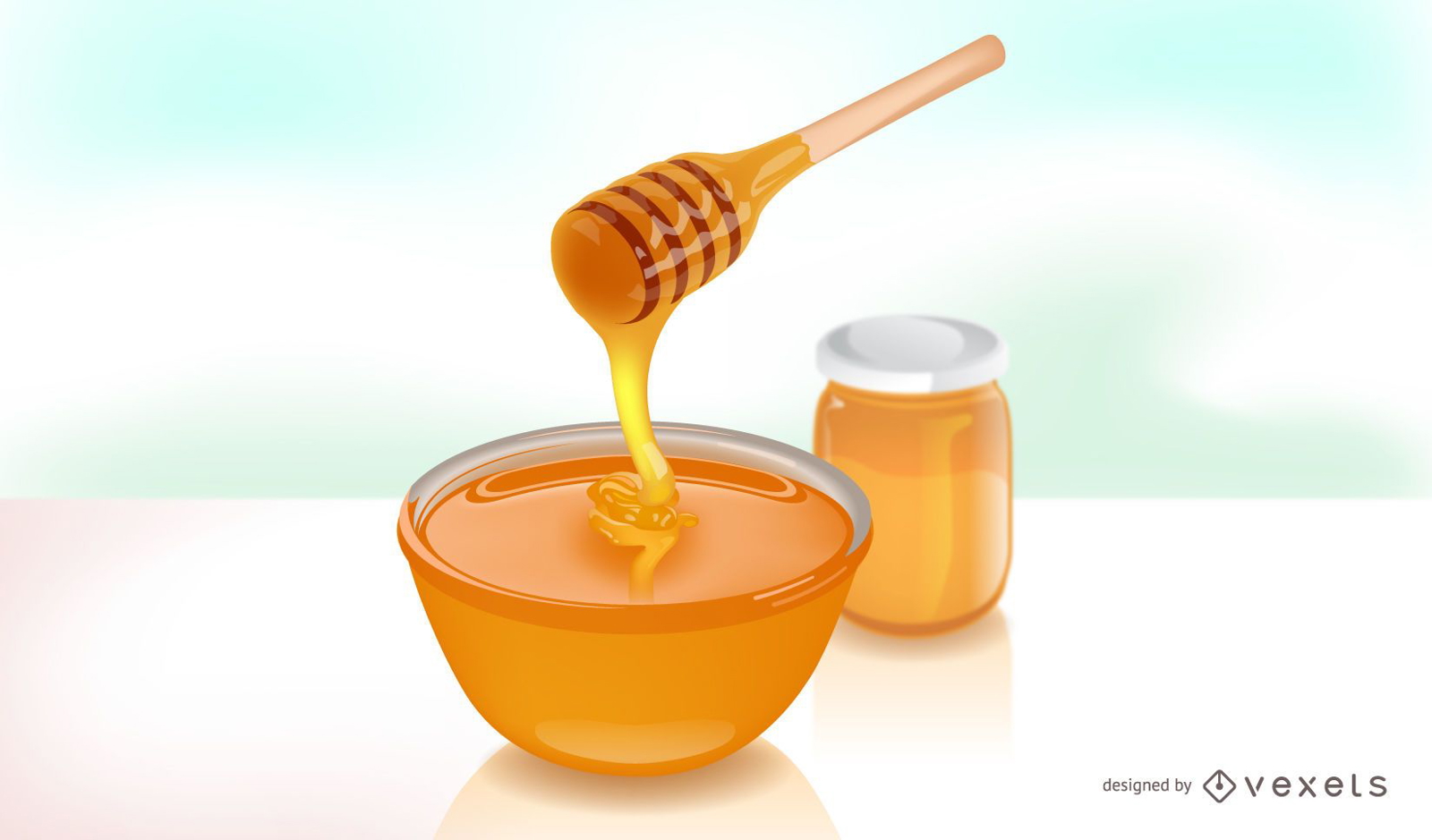 Ilustración de vertido de miel realista