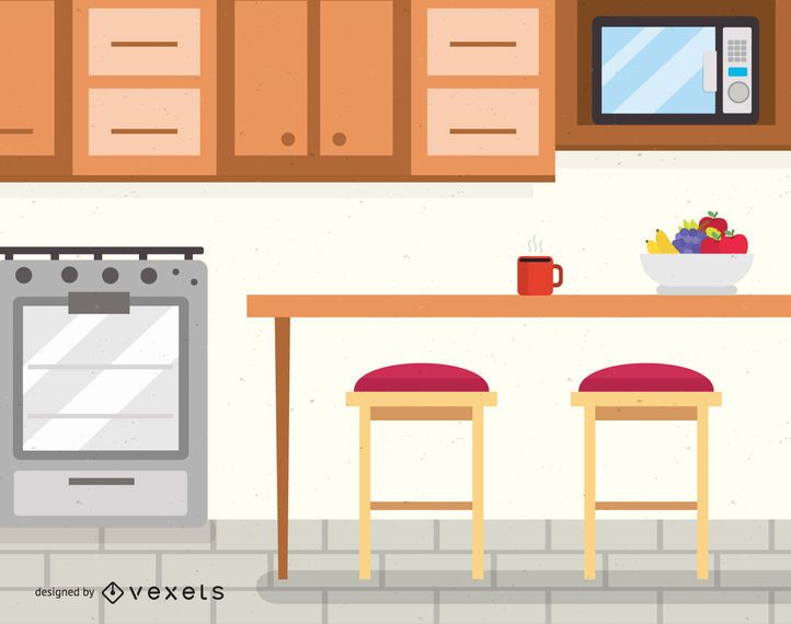 Innenarchitekturillustration der Küche Innenarchitekturillustration der Küche