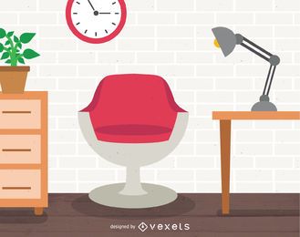 Ilustración de diseño de interiores de oficina