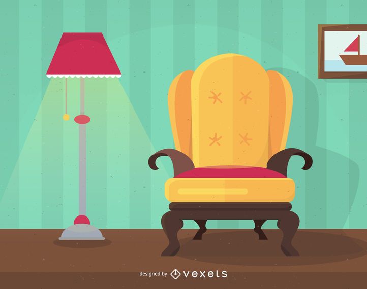 Ilustração de design de interiores home plana Ilustração de design de interiores home plana