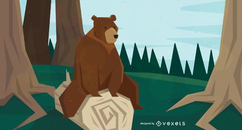 Bear sitting on tree illustration Bear sitting on tree illustration