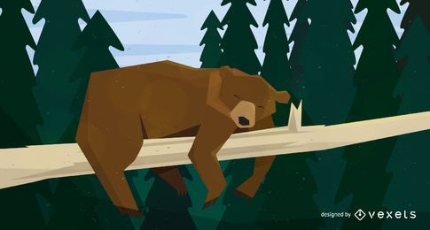 Urso dormindo na ilustração da árvore Urso dormindo na ilustração da árvore